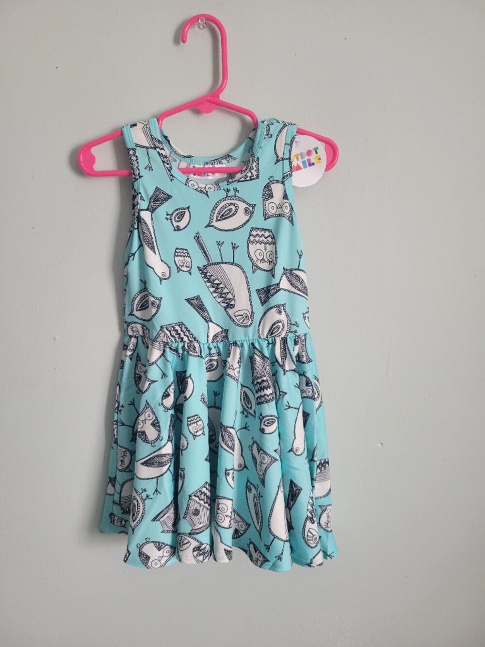 Dot Dot Smile Dress Girl's 2T Toddler Blue Owl & Bird Twirl Tank NWT